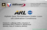 Hybrid Gear Performance Under Loss-of-Lubrication Conditions · Kelsen E. LaBerge (ARL), Stephen P. Berkebile (ARL), Robert F. Handschuh (NASA), Gary D. Roberts (NASA) American Helicopter