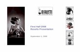 First Half 2008 Results Presentation - Home - Bialetti · First Half 2008 Key Facts First Half 2008Financial Overview Strategy & 2008 Outlook Appendices . 3 First Half 2008 Key Facts.