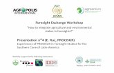 Foresight Exchange Workshop - fao.org · Presentation n °4 (E. Ruz, PROCISUR) Experiences of PROCISUR in Foresight Studies for the Southern Cone of Latin-America. Emilio Ruz PROCISUR.