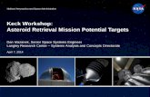Keck Workshop: Asteroid Retrieval Mission Potential Targetskiss.caltech.edu/workshops/asteroid/presentations3/mazanek.pdf · Keck Workshop: Asteroid Retrieval Mission Potential Targets