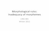 Morphological rules: Inadequacy of morphemescourses.washington.edu/lingclas/481/Morphological_rules.pdf · morphological unit or prosodic elements (e.g. skeletal slot, syllable, foot)