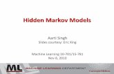 Hidden Markov Models - cs.cmu.eduaarti/Class/10701/slides/Lecture17.pdf · Hidden Markov Models • Distributions that characterize sequential data with few parameters but are not