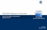 SESAR Registry Overview and the SWIM Registry (Members, Deliverables) Use Cases (Overview, Maturity, Scheduled Work) Design-Time Registry Use Cases Design-Time Registry Federation
