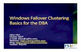 Windows Failover Clustering Basics for the DBA - sqlha.com · Title: Windows Failover Clustering Basics for the DBA Author: Allan Hirt - Megahirtz LLC Keywords: SQL Server cluster