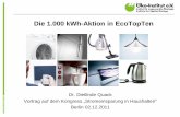 Die 1.000 kWh-Aktion in EcoTopTen - Öko-Institut …. Dietlinde Quack Vortrag auf dem Kongress „Stromeinsparung in Haushalten“ Berlin 02.12.2011 1.000 kWh Strom einsparen –