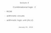 lecture 4 Combinational logic 2 - ROM - arithmetic ...langer/273/4-slides.pdf · - ROM - arithmetic circuits - arithmetic logic unit (ALU) January 20, 2016. Last lecture: truth tables,