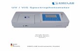 UV / VIS Spectrophotometer · PDF fileOptical System Double Beam, grating 1200 lines/mm Wavelength Accuracy ±0.3 nm ... Optical System Single Beam, grating 1200 lines/mm Wavelength