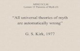 “All universal theories of myth are automatically wrong” G ... · • Carl Gustav Jung (1875-1961): • Myths reveal the collective unconscious • Myths give expression to archetypes,
