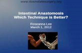 Intestinal Anastomosis Which Technique is Better? · Gastrointestinal Anastomosis Provides continuity of the gastrointestinal tract Clinically apparent anastomosis leak rates ranges