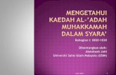 Dibentangkan oleh: Abdullaah Jalil Universiti Sains Islam ... · 6/21/2010 · Definisi Kaedah Makna Umum bagi Kaedah Dalil-dalil Asas bagi Kaedah Jenis-jenis al-’Adah Peranan ‘Urf