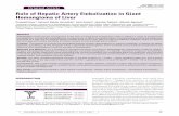 Role of Hepatic Artery Embolization in Giant Hemangioma of ... · date on the role of hepatic artery embolization in giant liver hemangioma without any significant complications.