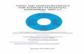 TONAL AND SPEECH MATERIALS FOR AUDITORY PERCEPTUAL ... · TONAL AND SPEECH MATERIALS FOR AUDITORY PERCEPTUAL ASSESSMENT, DISC 2.0 1 INTRODUCTION . The Tonal and Speech Materials for