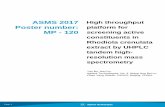 ASMS 2017 High throughput Poster number: platform for MP - … · 2017-10-05 · Rhodiola crenulata extract by UHPLC tandem high-resolution mass spectrometry Tao Bo, Wei Du Agilent
