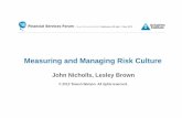MidM iRikCltMeasuring and Managing Risk Culture · MidM iRikCltMeasuring and Managing Risk Culture John Nicholls, ... Prudential Standard CPS 510 (e) ... • Goal setting in alignment