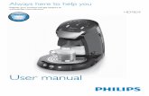User manual - Philips · 5 Water distribution disc ... Make sure that you push down the lid lever until it snaps home with a ... 1 Pull the milk container lever upwards with your