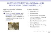 CURVILINEAR MOTION: NORMAL AND TANGENTIAL COMPONENTS … · CURVILINEAR MOTION: NORMAL AND TANGENTIAL COMPONENTS (12.7) Today’s objectives: Students ... the time rate of change
