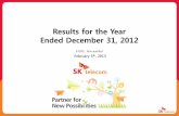 Results for the Year Ended December 31, 2012 - SK telecom · 3 Summary of Income Statement (Consolidated) Financial Results SK Telecom (“SKT” or the “Company”) recorded a
