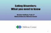 Heather Gallivan, PsyD, LP Clinical Director, Melrose Center · Heather Gallivan, PsyD, LP Clinical Director, Melrose Center 1 . Why are we talking about eating disorders? 2 . ...