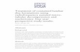 Treatment of contained lumbar disc herniations using ... · stenosis, fracture, tumor, severe disc degeneration, disc collapse > 50%, clinical evidence of cauda equina syndrome, and