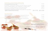 Snacks und kleine Gerichte - Antekojeantekoje.de/img_karten/Speisekarte.pdf · & bar restaurant Tomatensauce, frische Tomaten, Mozzarella 6,10 Würzige Crème fraîche, Zwiebelringe,