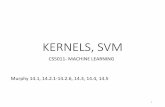 KERNELS, SVM - cse.iitm.ac.invplab/courses/ML/PDF/svm_final.pdf · RBFkernels • Squared exponential kernel(SE kernel) or Gaussiankernel • If 𝚺is diagonal, this can be written