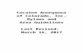 COLORADO AREA GUIDELINES€¦ · Web viewCocaine Anonymous. of . C. olorado, Inc. Bylaws and . A. rea Guidelines. Last Revised: March 16, 2017