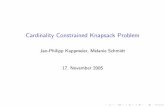Cardinality Constrained Knapsack Problemls11- · Cardinality Constrained Knapsack Problem Jan-Philipp Kappmeier, Melanie Schmidt 17. November 2005