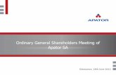 Ordinary General Shareholders Meeting of Apator SA · Ordinary General Shareholders Meeting of Apator SA 2 Presentation includes selected issues from financial statements and reports