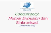 Concurrency: Mutual Exclusion dandan Sinkronisasi Sinkronisasi fileSistem Operasi/20100930 #2. Concurrency (1) • Concurrency= kebersamaan • Apa yang menjadi ruang lingkup concurrency?