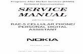 RAE-5 CELLULAR PHONE/ PERSONAL DIGITAL ASSISTANT 9210i.pdf · Nokia requires that phone repair places have sufficient ESD protection (against static electricity) when servicing cellular