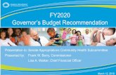 FY2020 Governor’s Budget Recommendation · \爀屲Medicare Part B: Premium that DCH for dual\ഠeligibles\爀ऀऀ刀愀琀攀 匀琀愀爀琀椀渀最 椀渀 䌀夀 ㈀ 㤀 㴀