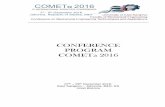 CONFERENCE PROGRAM COMETa 2016 - cometa.ues.rs.bacometa.ues.rs.ba/Conference program COMETa2016.pdf5 PROGRAM OF THE 3rd INTERNATIONAL SCIENTIFIC CONFERENCE ”Conference on Mechanical