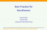 Best Practice für Kernthemen - dzi.de · Best Practice für Kernthemen Tanja Ibrahim Christel Neff Leitung DZI Spenderberatung Freitag, 24. Februar 2017, Fortbildung Transparenz