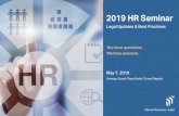 2019 HR Seminar - wnj.com · Amway Grand Plaza Hotel, Grand Rapids You have questions. We have answers. Legal Updates & Best Practices 2019 HR Seminar New laws, policies and litigation