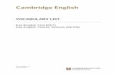 KET Vocabulary list 2011 with additions Oct 2012 · VOCABULARY LIST Key English Test (KET) Key English Test for Schools (KETfS) KET Vocabulary List © UCLES 2012