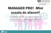MANAGER PRO! -Mini scoala de afaceri! - mmmconsulting.ro · Abordare Pentru a realiza un proiect valoros am analizat cu atentie nivelul de informatie teoretica, conceptuala in echilibru