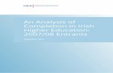 HEA - An Analysis of Completion in Irish Higher Education ... · Figure 4.6: Non-Completion Rates by Field of Study and Institute, Rates < 10% 64 Figure 4.7: Non-Completion Rates
