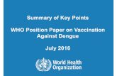 WHO Position Paper dengue 2016 presentation · 2 Background zNumber of dengue cases reported annually to WHO has increased from 0.4 to 1.3 million between 1996-2005, reaching 2.2