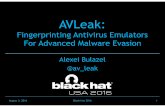 Fingerprinting Antivirus Emulators For Advanced Malware ... Conf/Blackhat/2016/us-16... · August 3, 2016 Black Hat 2016 Problem • Automated dynamic analysis (aka “sandbox analysis”)