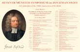 SEVENTH MÜNSTER SYMPOSIUM on JONATHAN SWIFT · MONDAY, 12 June 2017 09.15 Welcome Address by the VICE CHANCELLOR of the University Welcome Address by the MAYOR of the City of Münster