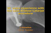 25 years experience with the Bristow-Latarjet procedure · 25 year Bristow L. Hovelius 35 years experience with the open Bristow-Latarjet procedure 35 years experience with the open