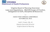 Virginia Board of Nursing Overview: Laws and Regulations ... · registered nursing and registered professional nursing require specialized education, judgment, and skill based upon