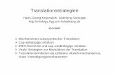 Translation - klinikum.uni-heidelberg.de · Translations-Initiation bei Poliovirus ¾+Strang RNA, kein cap, 5‘ Ende verknüpft mit VPg ¾Lange 5‘ UTR ¾Ausgeprägte Sekundärstruktur