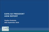 EAPA-SA PRESIDENT AGM REPORT · To strengthen EAPA-SA [s visibility with stakeholders. 2. To support the EAP for Africa Project by sourcing sponsorships and strengthening key relationships