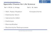 Institut für Lebensmittelchemie Spezielle Chemie für Life ... · Pole b. d. Elektrolyse minus plus Pole b. d. galv. Zelle plus minus Spezielle Chemie für Life Science. Institut