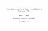 Towards a generative syntax of tonal harmony (Rohrmeier, 2011) · Towards a generative syntax of tonal harmony (Rohrmeier, 2011) Fabian C. Moss Dresden Music Cognition Lab | TU Dresden