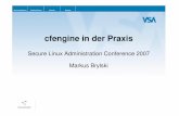Secure Linux Administration Conference 2007 Markus Brylski · Ablaufsteuerung, Definition von wichtigen Vorgaben („actionsequence“) groups Gruppieren von Hosts copy Kopieren von