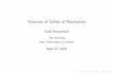 Volumes of Solids of Revolution - YorkU Math and Statsmath.yorku.ca/~faridanf/teaching ticket.pdf · What is a solid of revolution? To get a solid of revolution we start out with