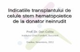 Indicatiile transplantului de celule stem hematopoietice ... allotransplant CSH_DC.pdf · Riscul aparitiei GvHD acuta de grad III sau IV este mai ridicat de 1,5 – 1,8 ori in cazul