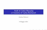Anelli di Cohen-Macaulay e il teorema di Cayley-Bacharach · Anelli di Cohen-Macaulay e il teorema di Cayley-Bacharach Sequenze regolari e profondit a Teorema (Rees, 1956) Siano I